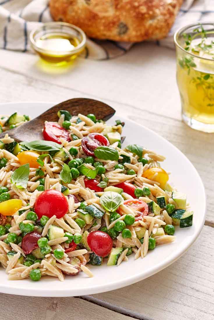 Whole Wheat Orzo Salad with Peas, Zucchini and Tomato | Hidden Valley ...