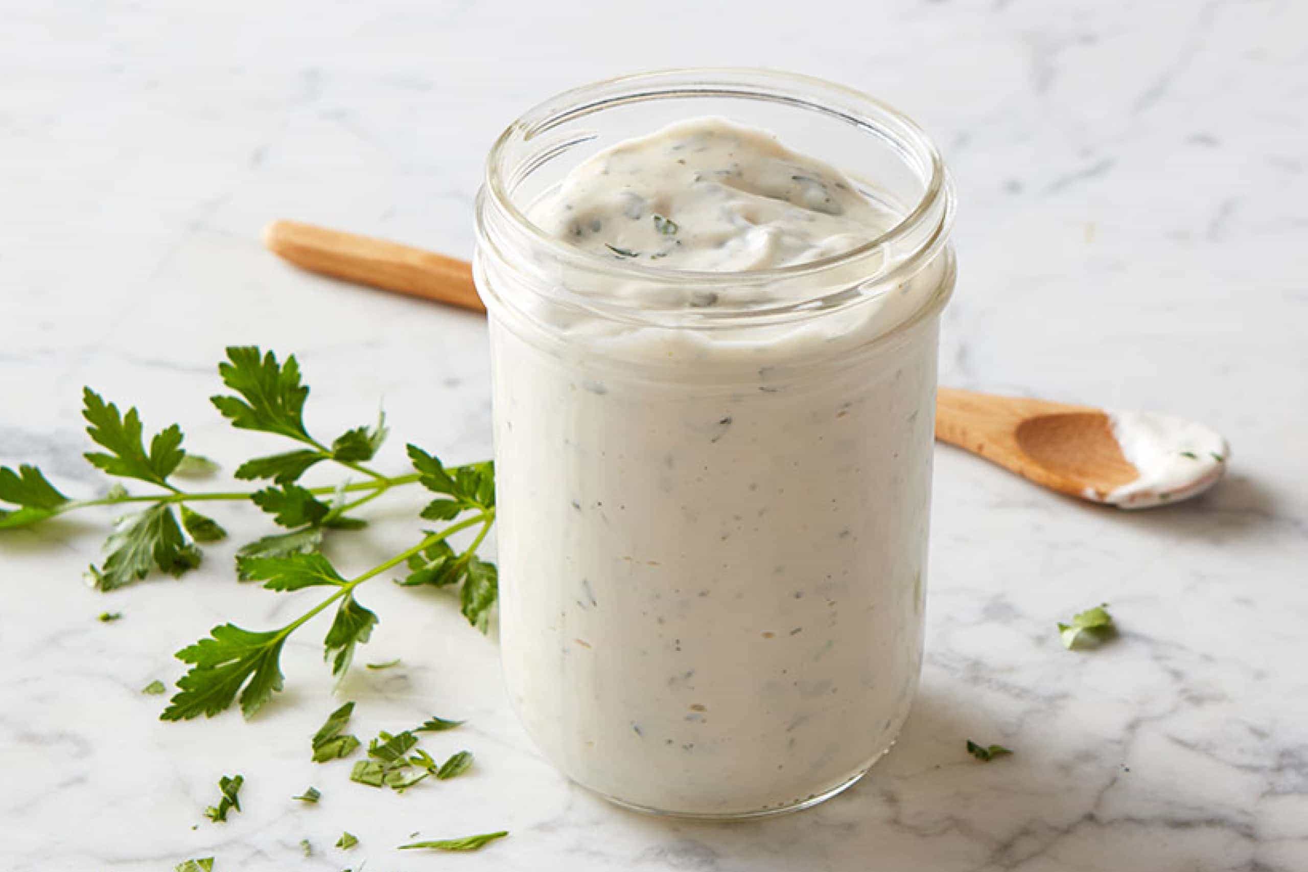 Homemade Ranch dressing. A cup of good mayo, a cup of buttermilk, HV Ranch  dry seasoning packet. Shak…